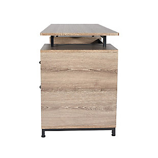 Define your home office space with this stylish computer desk to power through your daily projects. This functional desk is crafted from engineered wood with a laminate grey finish surface, it showcases a clean-lined silhouette and neutral touch.  It includes a large bottom drawer that fits letter size files providing plenty of space for essential office supplies, one large top drawer and a side storage compartment. It comes with 5-year limited warranty.Made with engineered wood and MDF panels | Finish Color: Grey | Two  drawers and a  side storage  compartment | Moisture-resistant PVC laminate veneer surface | Ships in 2 boxes | Weight Limit :88LBS