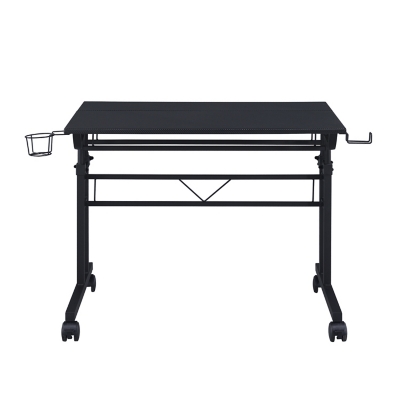 Techni Mobili Rolling Writing Desk with Height Adjustable Desktop, Black, large