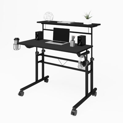 3D render of desk with accessories