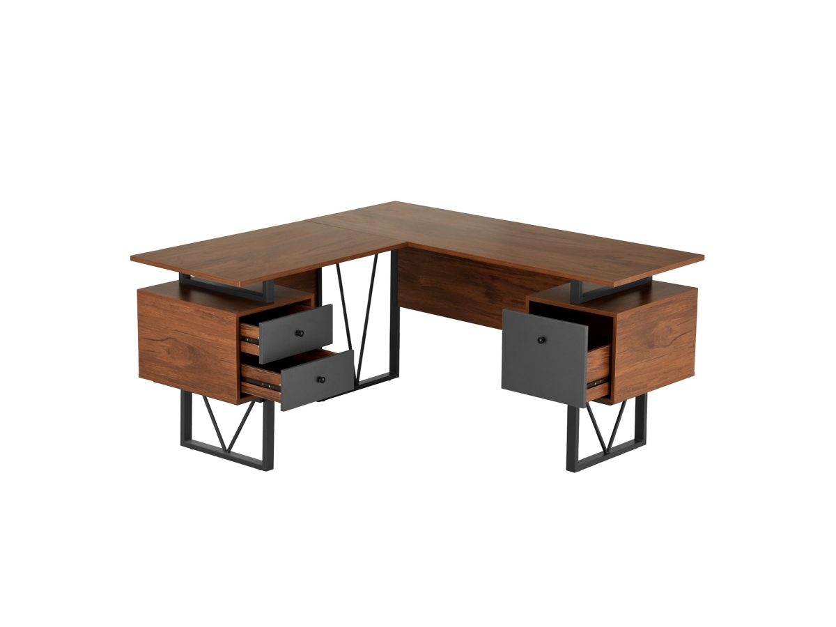 Reversible Office Desk With Drawers File Cabinet Techni Mobili L-Shaped ...