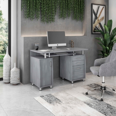 Techni Mobili Workstation Computer Desk with Storage, Gray