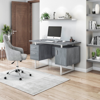 Techni Mobili White Computer Desk for Home Office or Bedroom, with Drawers  Ideal for Small Spaces 