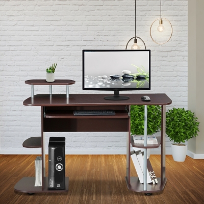 Techni Mobili Computer Workstation Desk With Storage, Chocolate