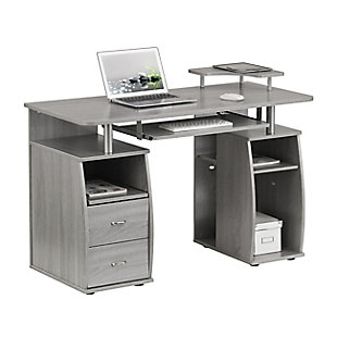 Techni Mobili Computer Workstation Desk With Storage, Gray, large
