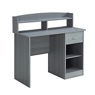 Techni Mobili Modern Office Desk with Hutch, Gray, large