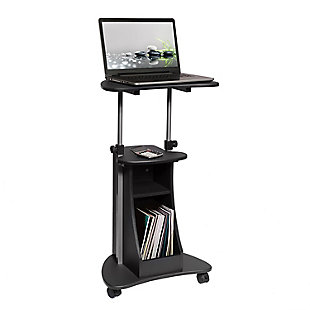 Techni Mobili Sit-to-Stand Rolling Adjustable Laptop Cart with Storage Black