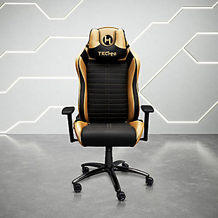 Techni Sport Ergonomic Racing Style Gaming Chair, Gold, rollover