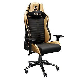 Techni Sport Ergonomic Racing Style Gaming  Chair, Gold, large
