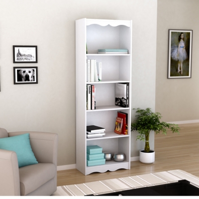 CorLiving Hawthorne 72" Tall Bookcase, White, rollover