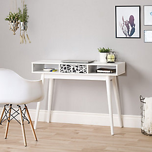 CorLiving Acerra Pattern Desk, White, rollover