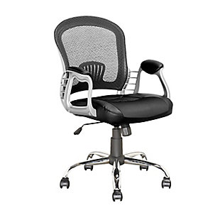 CorLiving Workspace Office Chair with Leatherette, Black, large