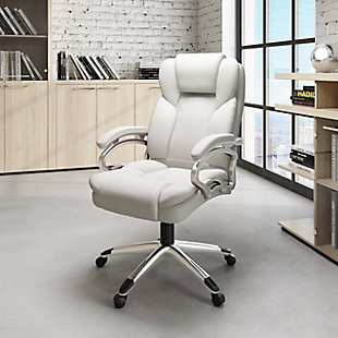 CorLiving Executive Leatherette Office Chair, White, rollover
