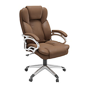 CorLiving Executive Leatherette Office Chair, Brown, large