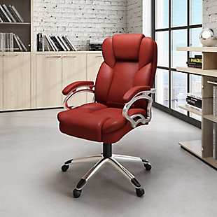 CorLiving Executive Leatherette Office Chair, Red, rollover