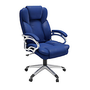 CorLiving Executive Leatherette Office Chair, Blue, large