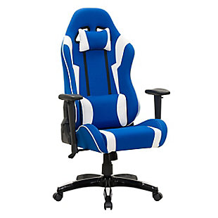 CorLiving High Back Ergonomic Gaming Chair, Blue/White, large