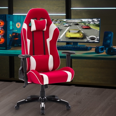 CorLiving High Back Ergonomic Gaming Chair, Red/White, large