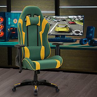 CorLiving High Back Ergonomic Gaming Chair, Green/Yellow, rollover