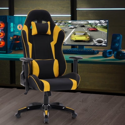 CorLiving High Back Ergonomic Gaming Chair, Black/Yellow, large