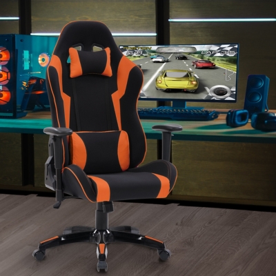 CorLiving High Back Ergonomic Gaming Chair, Black/Orange, large