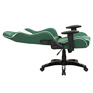 Discover how this ergonomic gaming chair, which combines maximum comfort and sleek racing design, can change the way you work and play. The tilting backrest, height adjustable gas lift, and supportive cushions promote a healthy posture. The height-adjustable armrests allow you to tuck them under your desk, bringing your wrist closer to your mouse and keyboard which eases wrist strain. Inspired by high-performance racing seats, the sporty design lets you perform at your peak by reducing back, neck, and wrist strain, making this gaming chair ideal for long gaming sessions.Contoured breathable mesh with leather accent stripes | Height adjustable arms tuck under desks for wrist support and relieves wrist strain | High backrest for shoulder and neck support | Adjustable tilting backrest for a customized seating angle and minimizing tension on your back | Molded high-density foam cushion seat is supportive | Lumbar and neck cushions offer additional support | Backrest tilts back 180 degrees | Smooth rolling casters and 5 star base offer added stability and greater freedom of movement