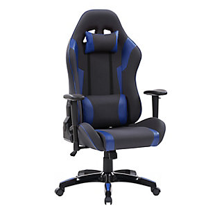 CorLiving High Back Ergonomic Gaming Chair, Dark Gray/Blue, large
