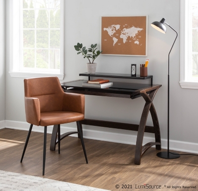 LumiSource Bentley Office Desk, Dark Gray/Black