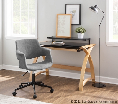 LumiSource Bentley Office Desk, Natural/Black, large