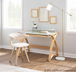LumiSource Bentley Office Desk, Natural/White, rollover