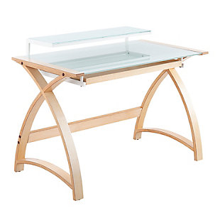 LumiSource Bentley Office Desk, Natural/White, large