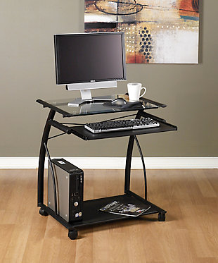 Calico Designs Compact Computer Cart, Black/Clear, rollover