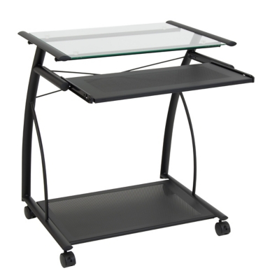 Calico Designs Compact Computer Cart, Black/Clear, large