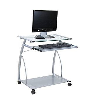 Calico Designs Compact Computer Cart, Silver/Clear, large