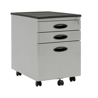 Calico Designs Metal Mobile File Cabinet with Locking Drawers, Silver, large