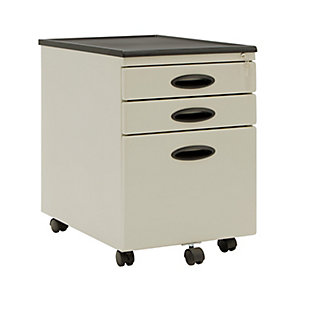 Calico Designs Metal Mobile File Cabinet with Locking Drawers, Putty Beige, large