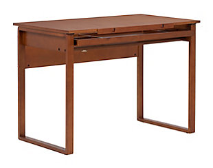 Studio Designs Ponderosa Wood Desk with Adjustable Glass Top, Sonoma Brown, large