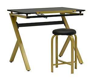 Studio Designs Stellar Desk with Adjustable Top and Padded Stool, , large