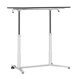 Calico Designs Sierra Sit-to-Stand Desk with Wheels, Silver/Black, large