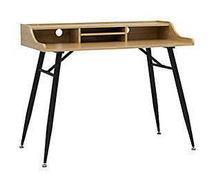 Calico Designs Woodford Desk with Storage Hutch, Black Ashwood, large
