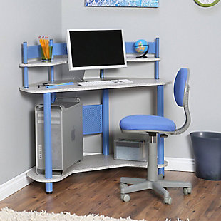 Calico Designs Study Corner Student Desk with Storage Shelves, Blue/Gray, rollover