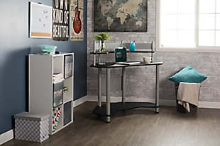 Calico Designs Study Corner Student Desk with Storage Shelves, Silver/Black, rollover