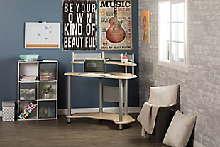 Calico Designs Study Corner Student Desk with Storage Shelves, Silver/Maple, rollover