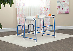 Studio Designs 2 Piece Project Center Desk and Bench with Craft Paper Roll, Blue/Gray, rollover