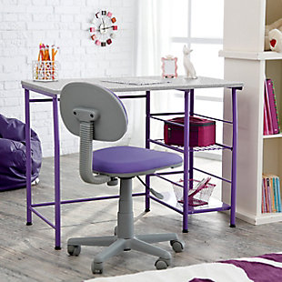 Calico Designs Study Zone II Student Desk and Task Chair, Purple/Spatter Gray, rollover
