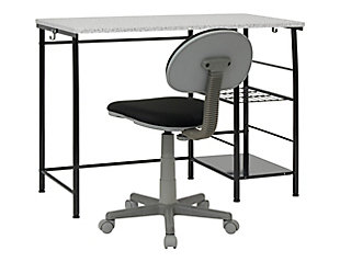 Calico Designs Study Zone II Student Desk and Task Chair, Black/Spatter Gray, large