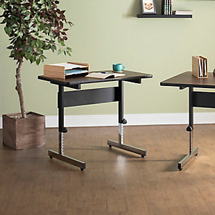 SD Studio Designs Adapta 36" Height Adjustable Desk, Black/Walnut, rollover