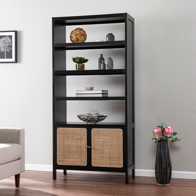 Southern Enterprises Furniture Nollyn Bookcase, Black/Gold/Natural