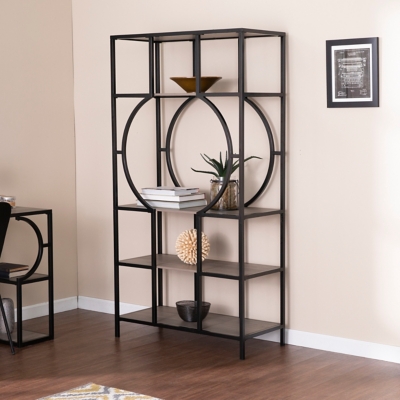 Southern Enterprises Furniture Upton 5-Tier Bookcase, Natural/Black