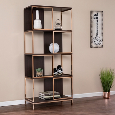 Southern Enterprises Furniture Wallase Etagere, Dark Brown/Champagne