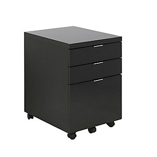 Euro Style Gilbert 3-Drawer File Cabinet, Black, rollover